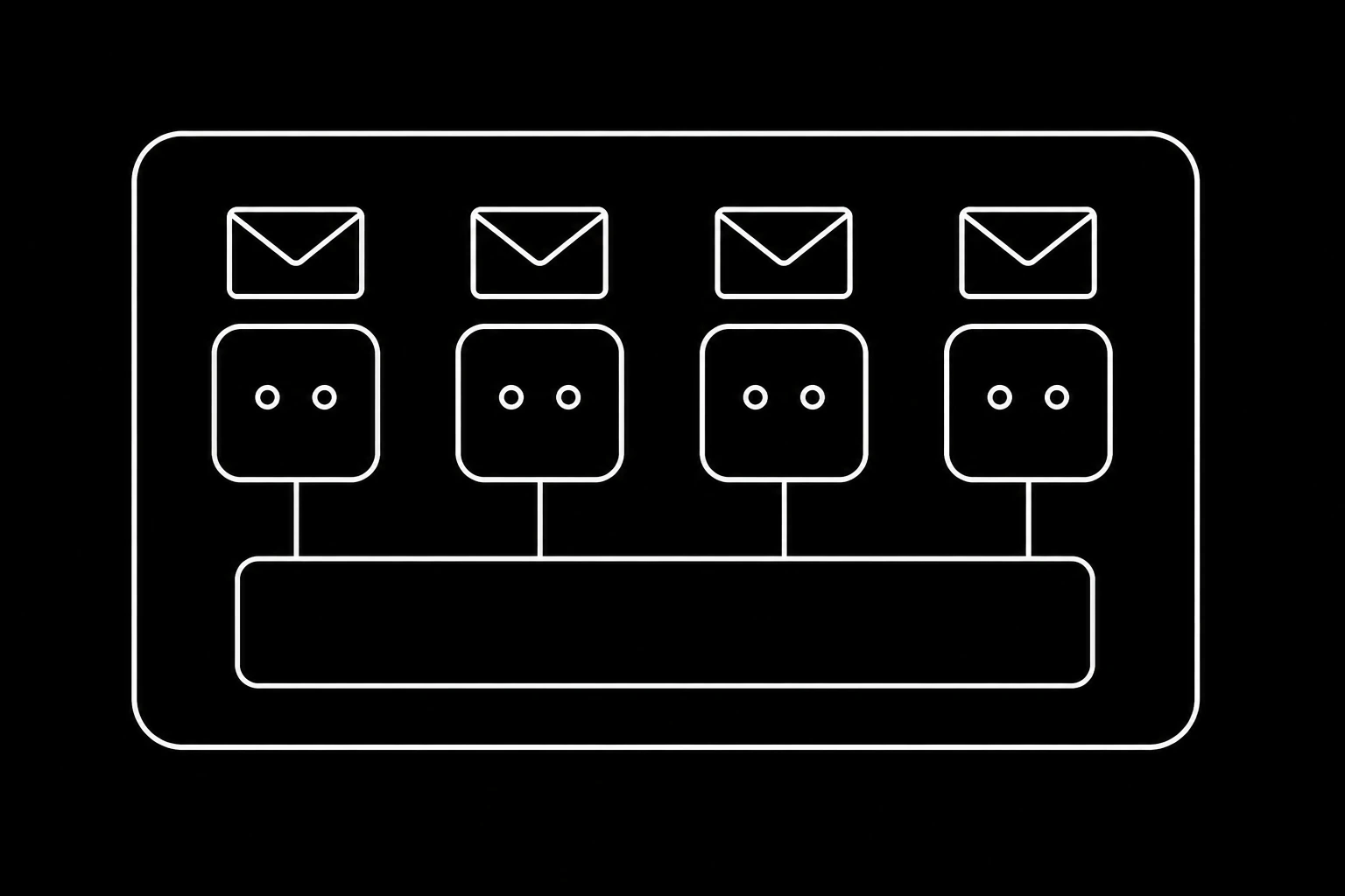 Several agent identities inside one workspace, sharing contacts but not inboxes