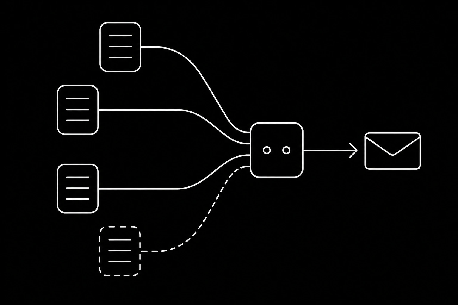 Several tool servers feeding one agent that holds an inbox